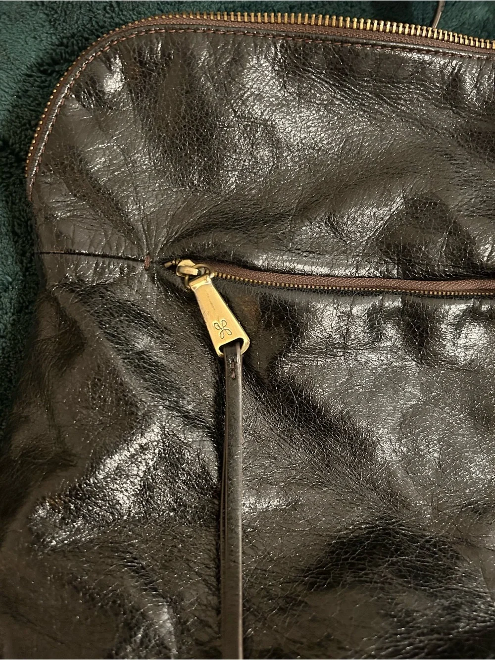 HOBO Black Polished Leather Slouchy Shoulder Crossbody Bag Purse